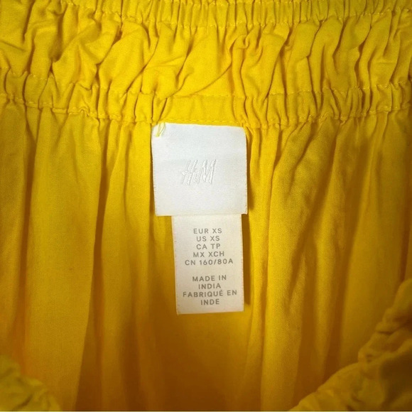 H&M Bright Yellow Smocked Poplin Mini Dress XS - Picture 4 of 4
